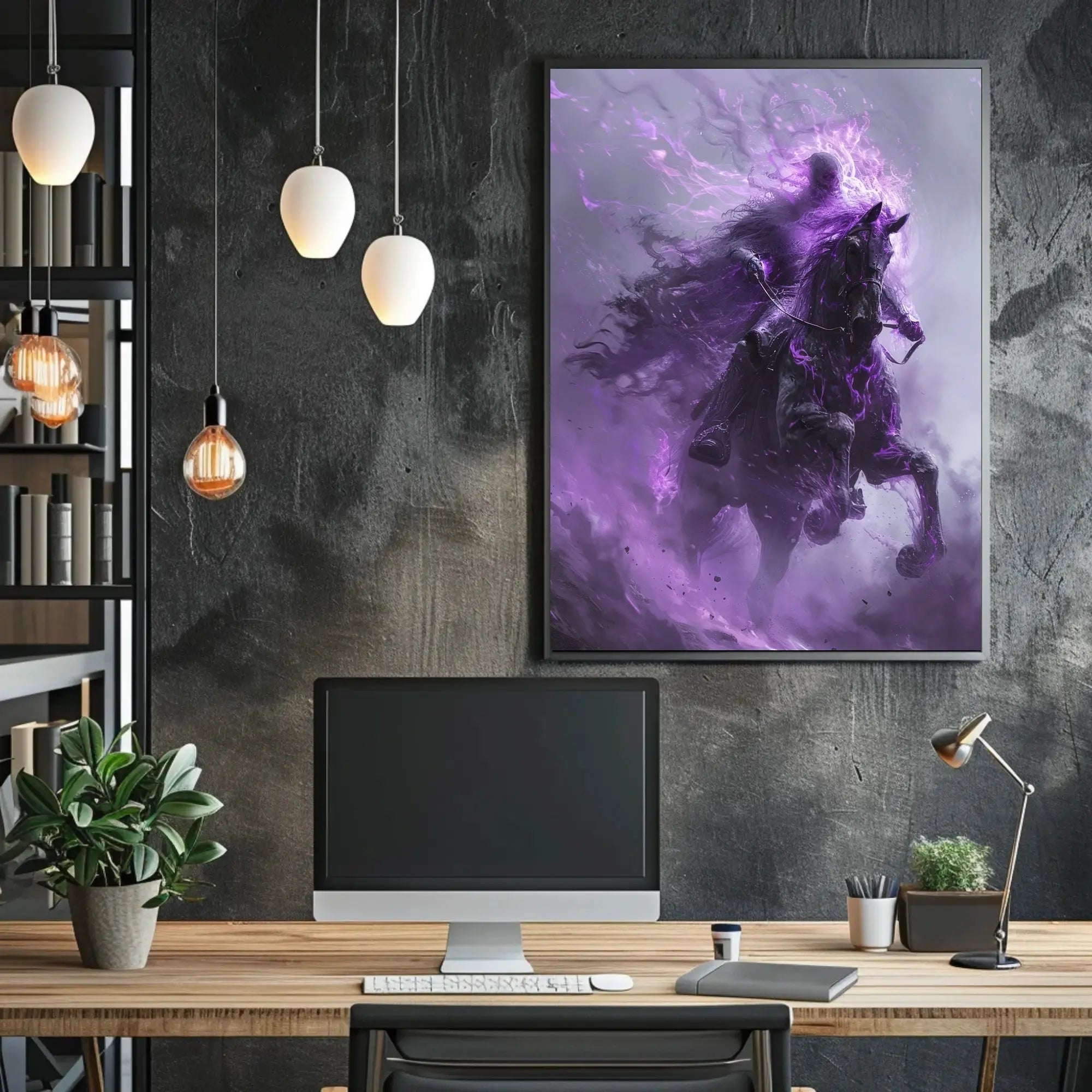 Ethereal Horseman in Misty Realm Fantasy Poster PosterGoat