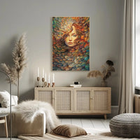 Ethereal Nature Woman with Leaves Artistic Poster PosterGoat