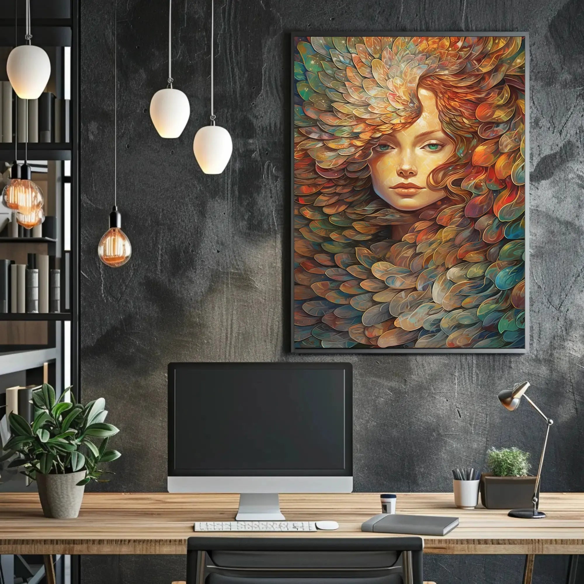 Ethereal Nature Woman with Leaves Artistic Poster PosterGoat