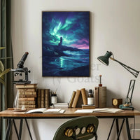 Ethereal Night Sky Coastal Scene Artistic Poster PosterGoat