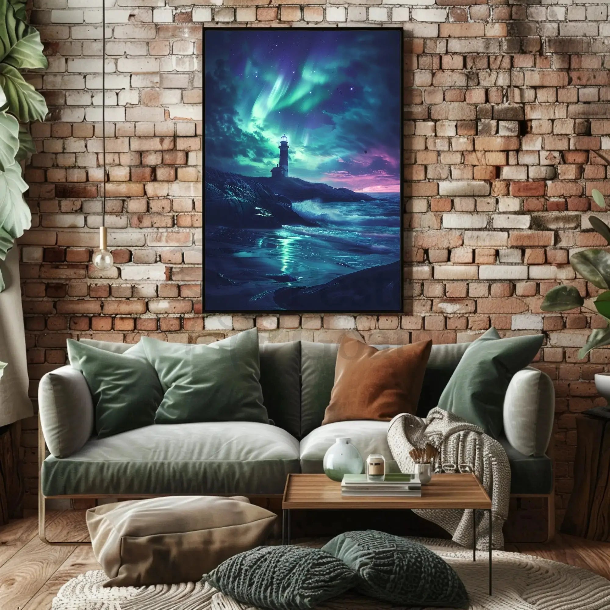 Ethereal Night Sky Coastal Scene Artistic Poster PosterGoat