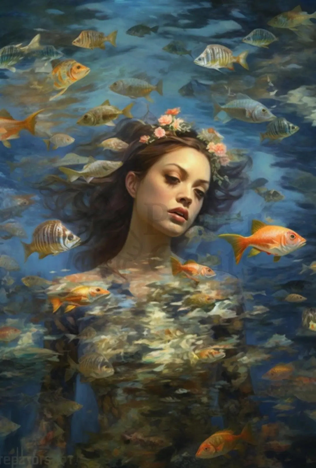 Ethereal Serenity Underwater Fantasy Art, Artistic Poster PosterGoat