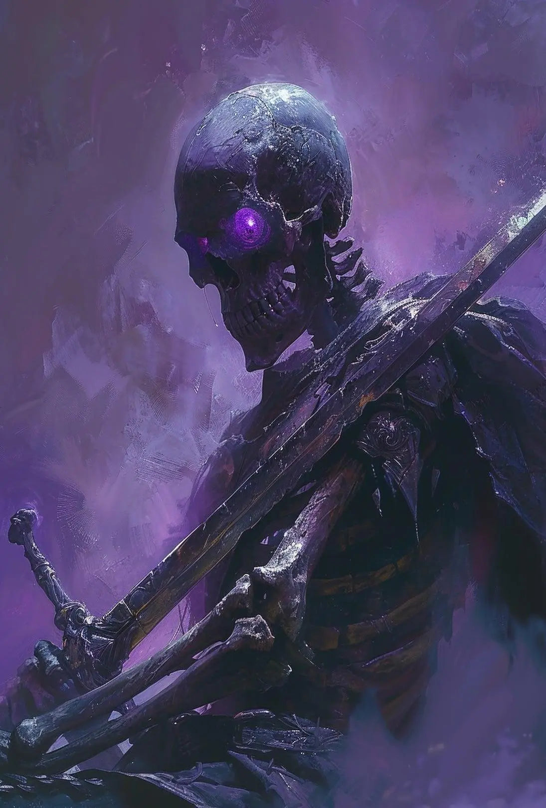 Ethereal Skeletal Warrior Dark Fantasy Artistic Poster PosterGoat