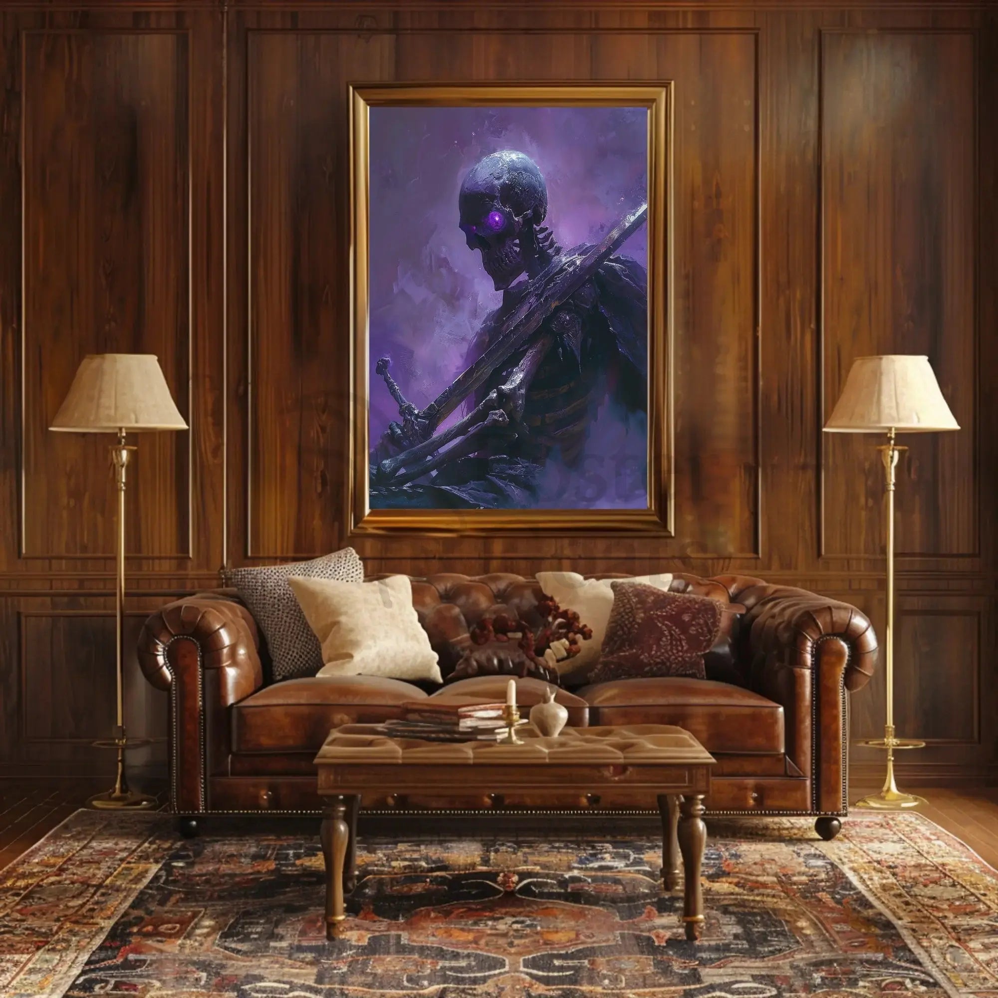 Ethereal Skeletal Warrior Dark Fantasy Artistic Poster PosterGoat