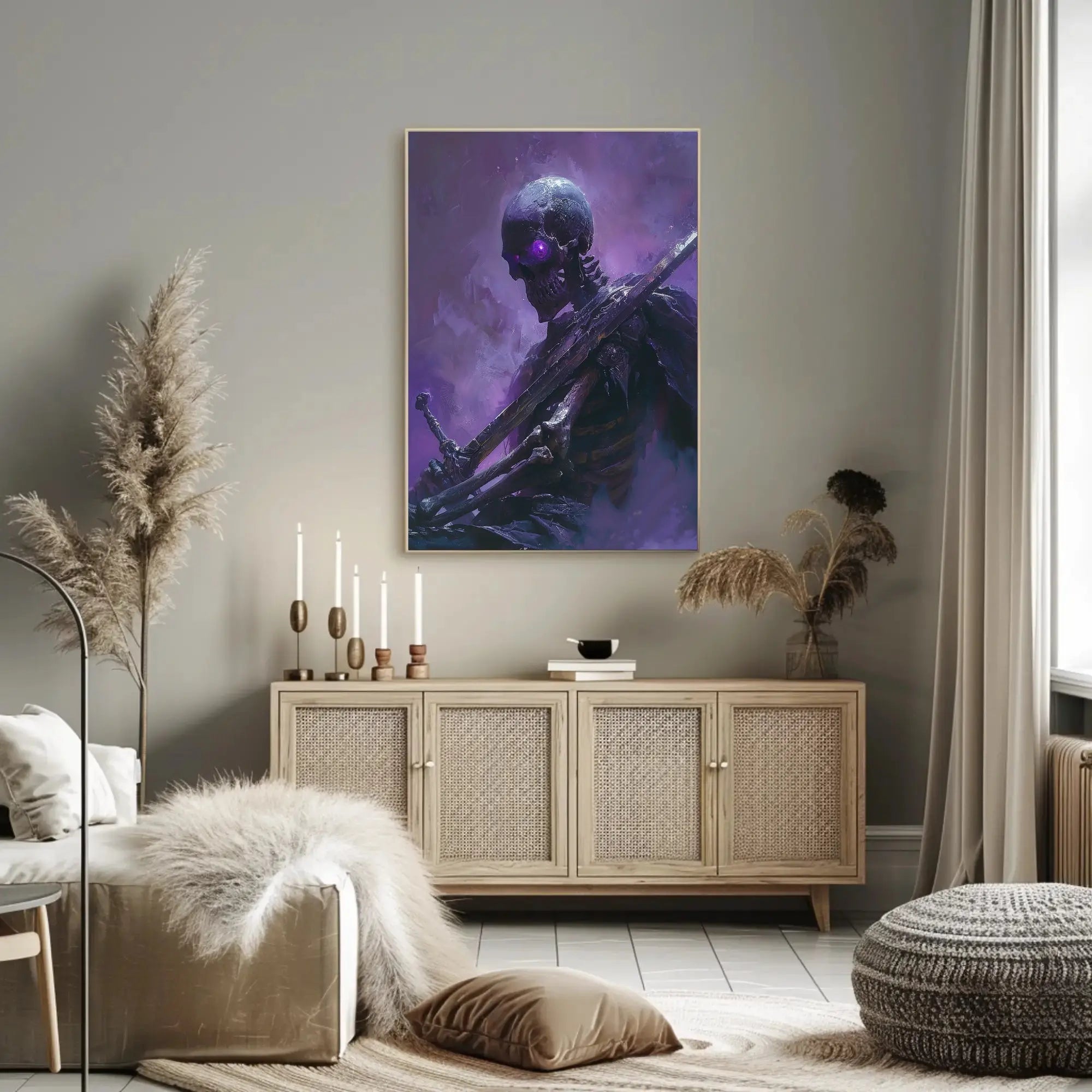 Ethereal Skeletal Warrior Dark Fantasy Artistic Poster PosterGoat