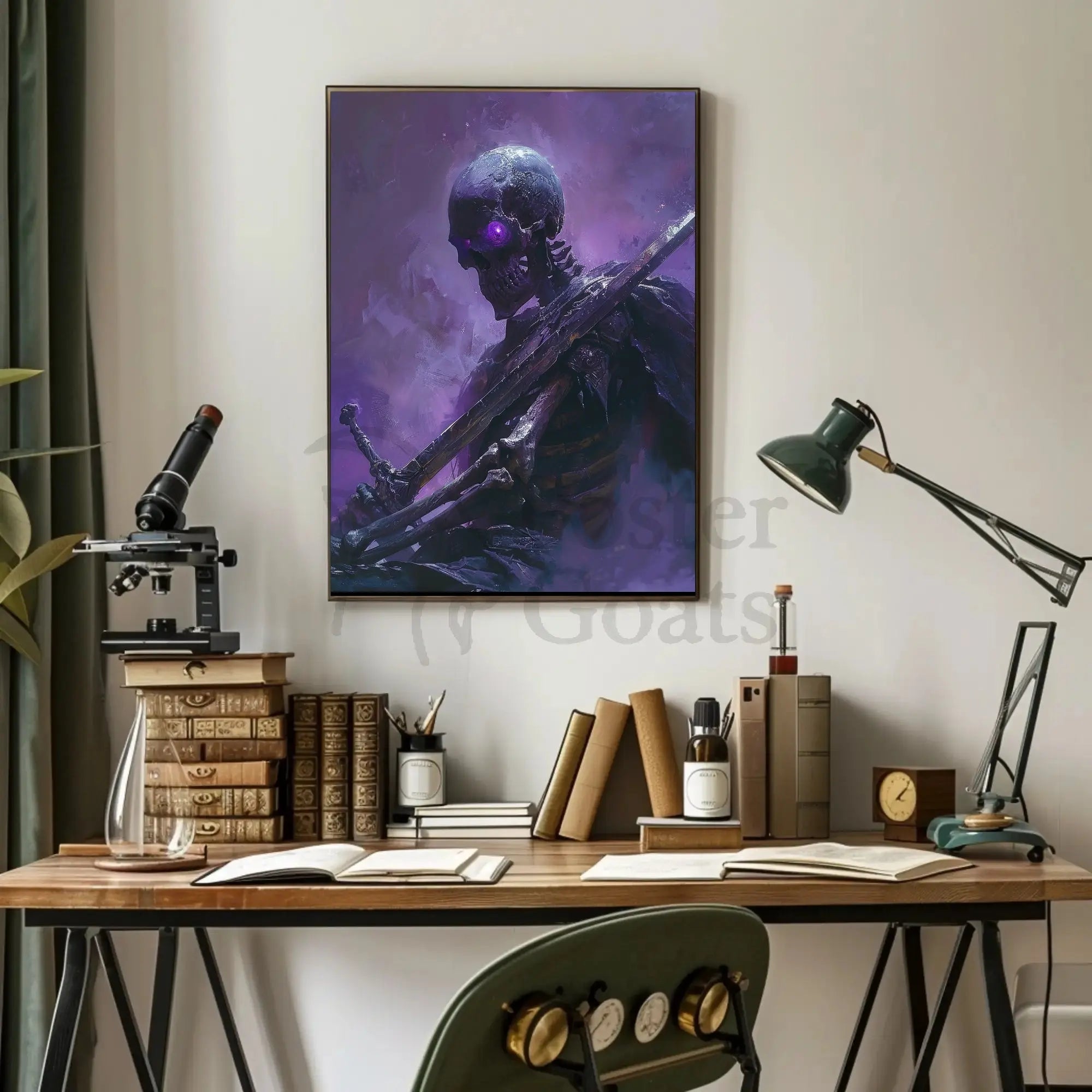 Ethereal Skeletal Warrior Dark Fantasy Artistic Poster PosterGoat
