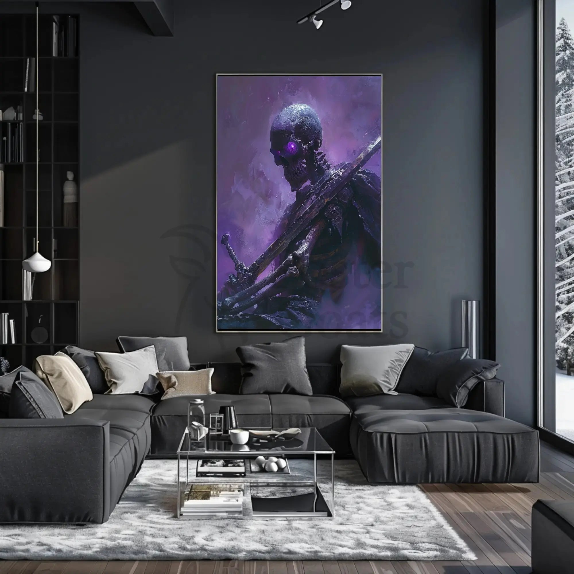 Ethereal Skeletal Warrior Dark Fantasy Artistic Poster PosterGoat
