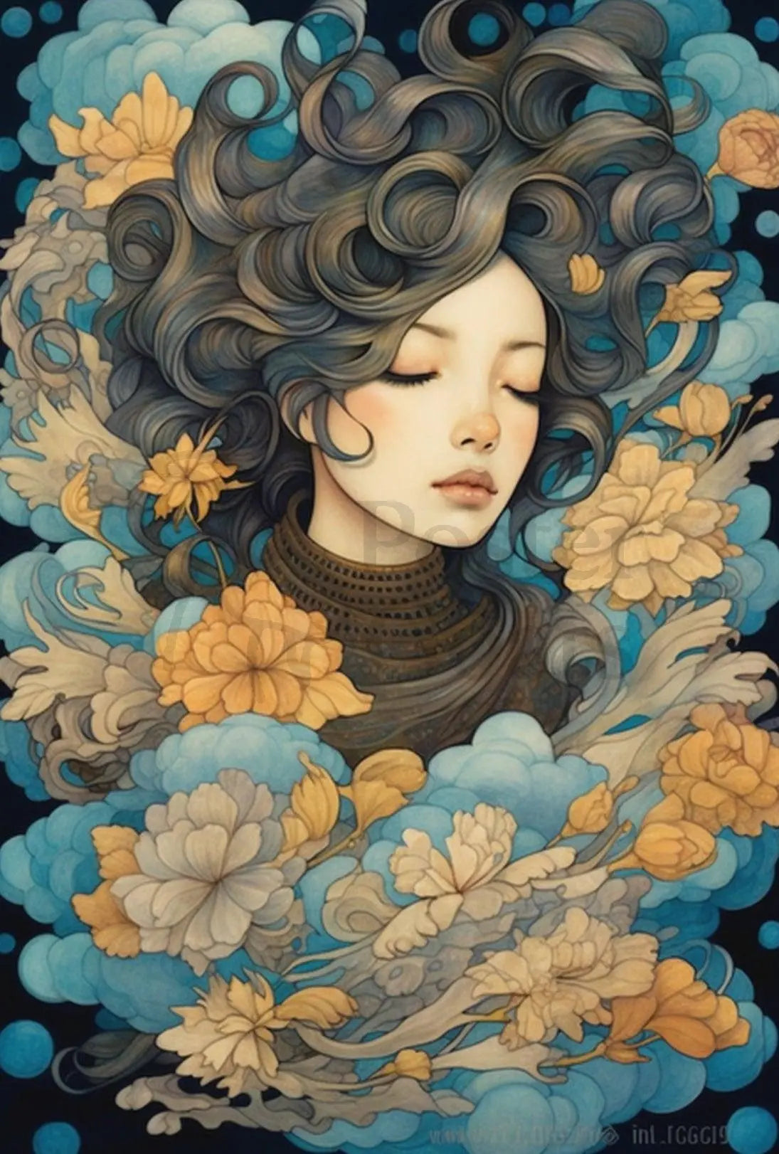 Ethereal Woman Floral Dreamscape Artistic Poster PosterGoat