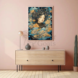 Ethereal Woman Floral Dreamscape Artistic Poster PosterGoat