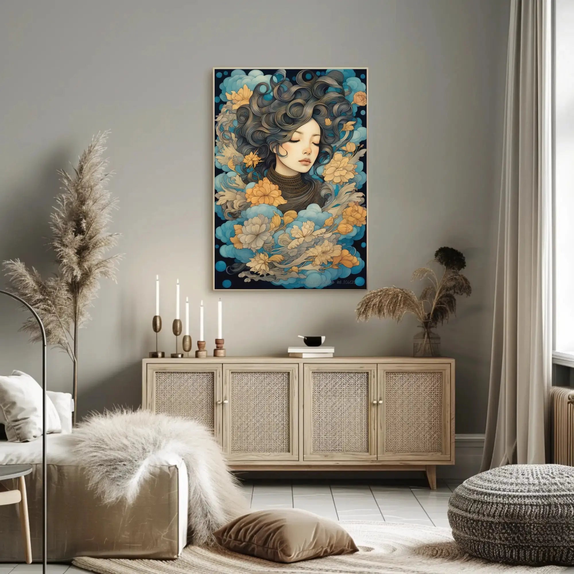 Ethereal Woman Floral Dreamscape Artistic Poster PosterGoat