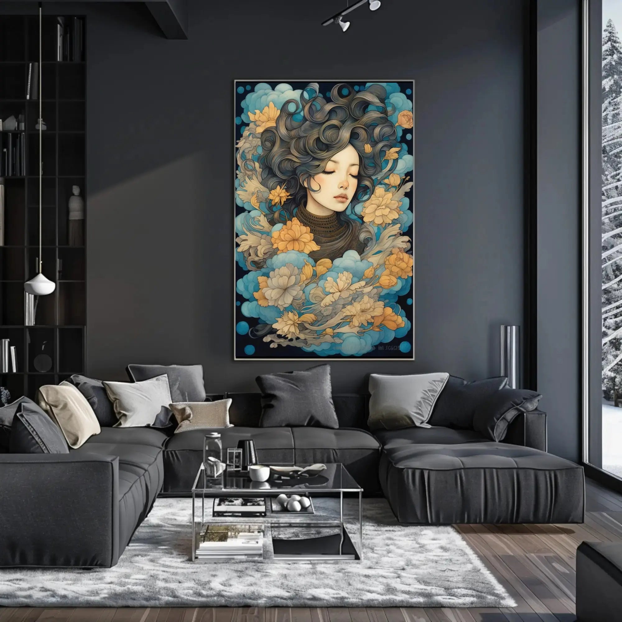 Ethereal Woman Floral Dreamscape Artistic Poster PosterGoat