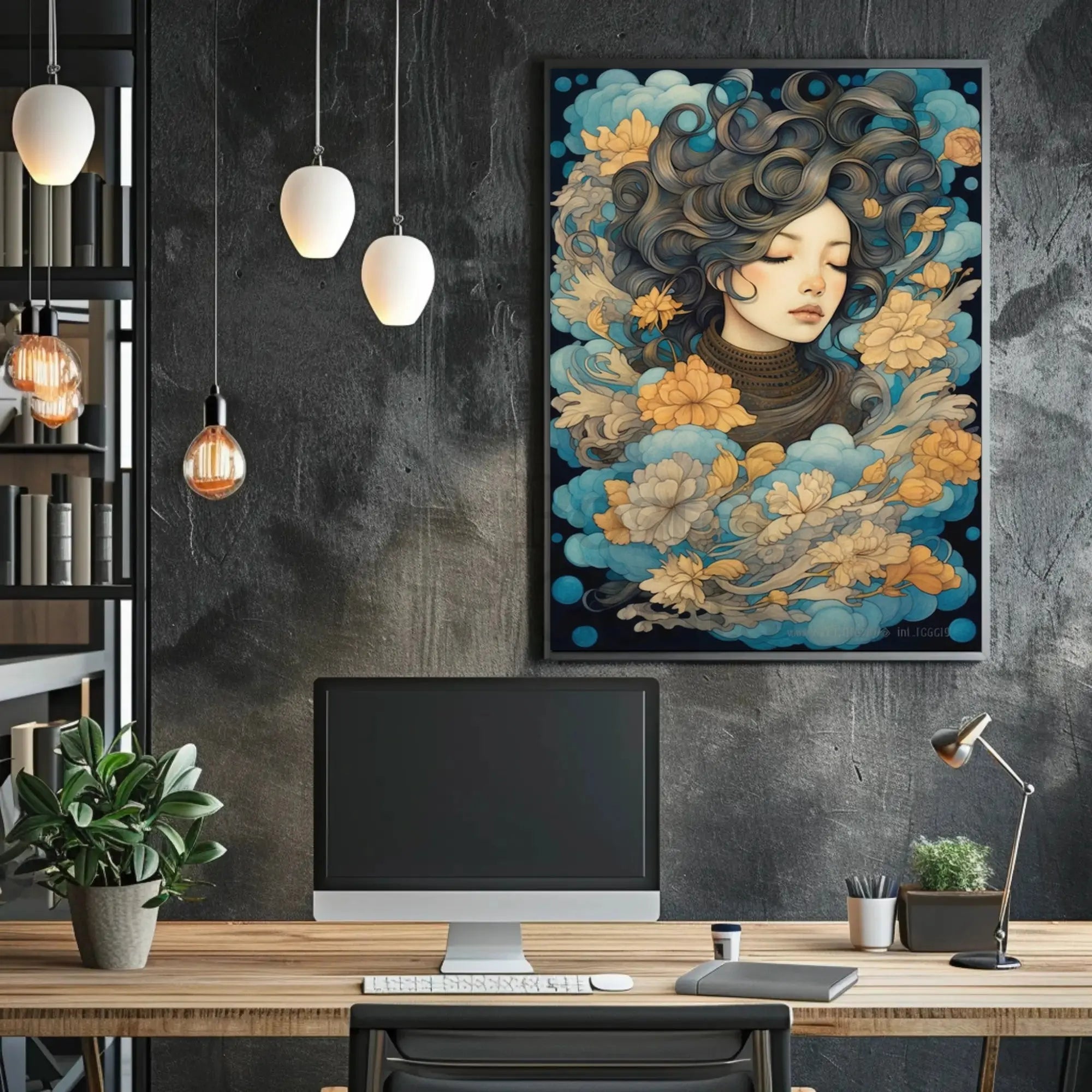 Ethereal Woman Floral Dreamscape Artistic Poster PosterGoat