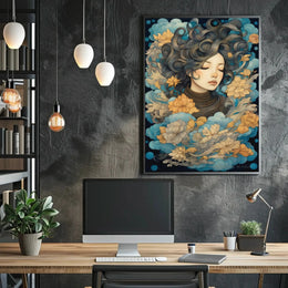 Ethereal Woman Floral Dreamscape Artistic Poster PosterGoat
