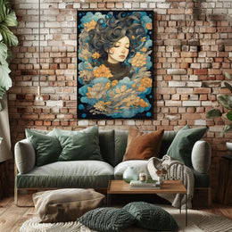 Ethereal Woman Floral Dreamscape Artistic Poster PosterGoat