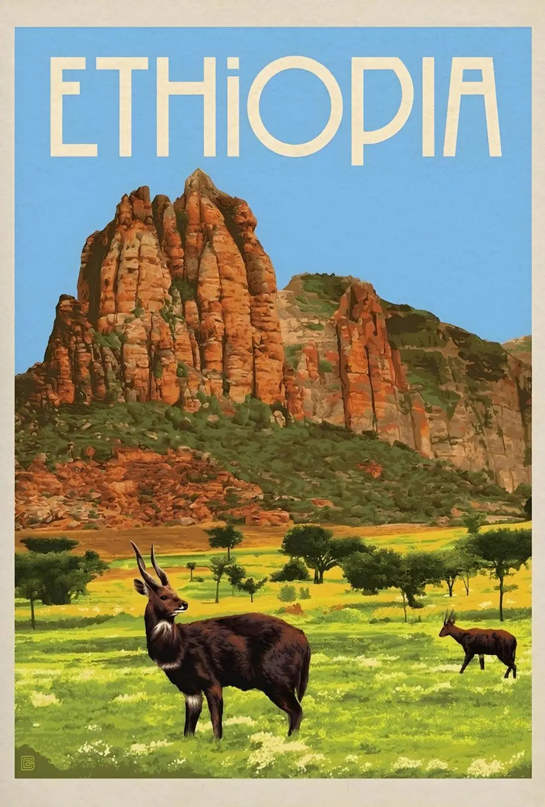 Ethiopian Adventure Vintage Landscape Travel Exploration Poster PosterGoat