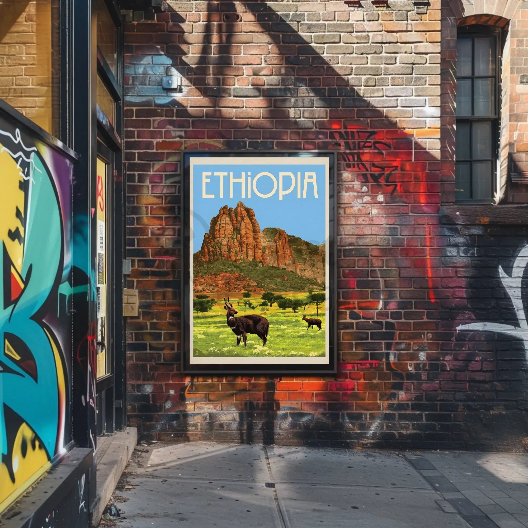 Ethiopian Adventure Vintage Landscape Travel Exploration Poster PosterGoat