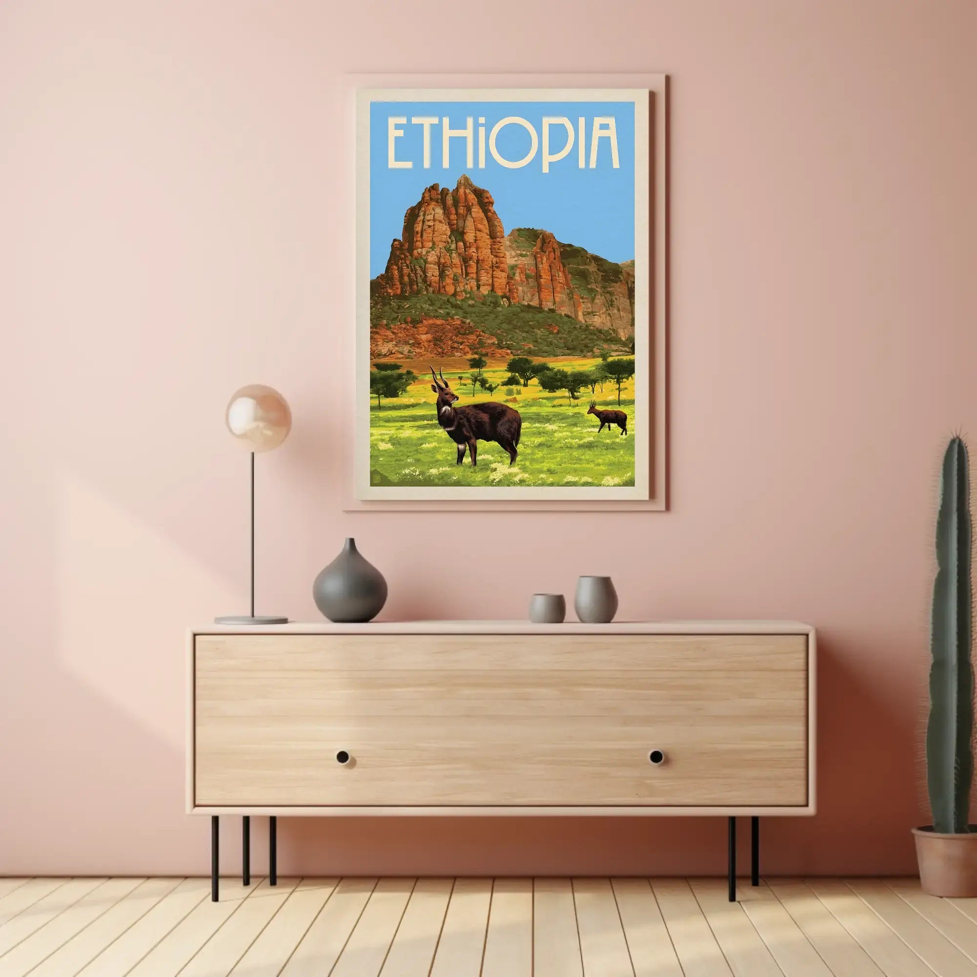 Ethiopian Adventure Vintage Landscape Travel Exploration Poster PosterGoat