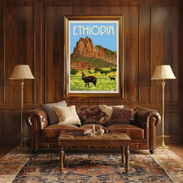 Ethiopian Adventure Vintage Landscape Travel Exploration Poster PosterGoat
