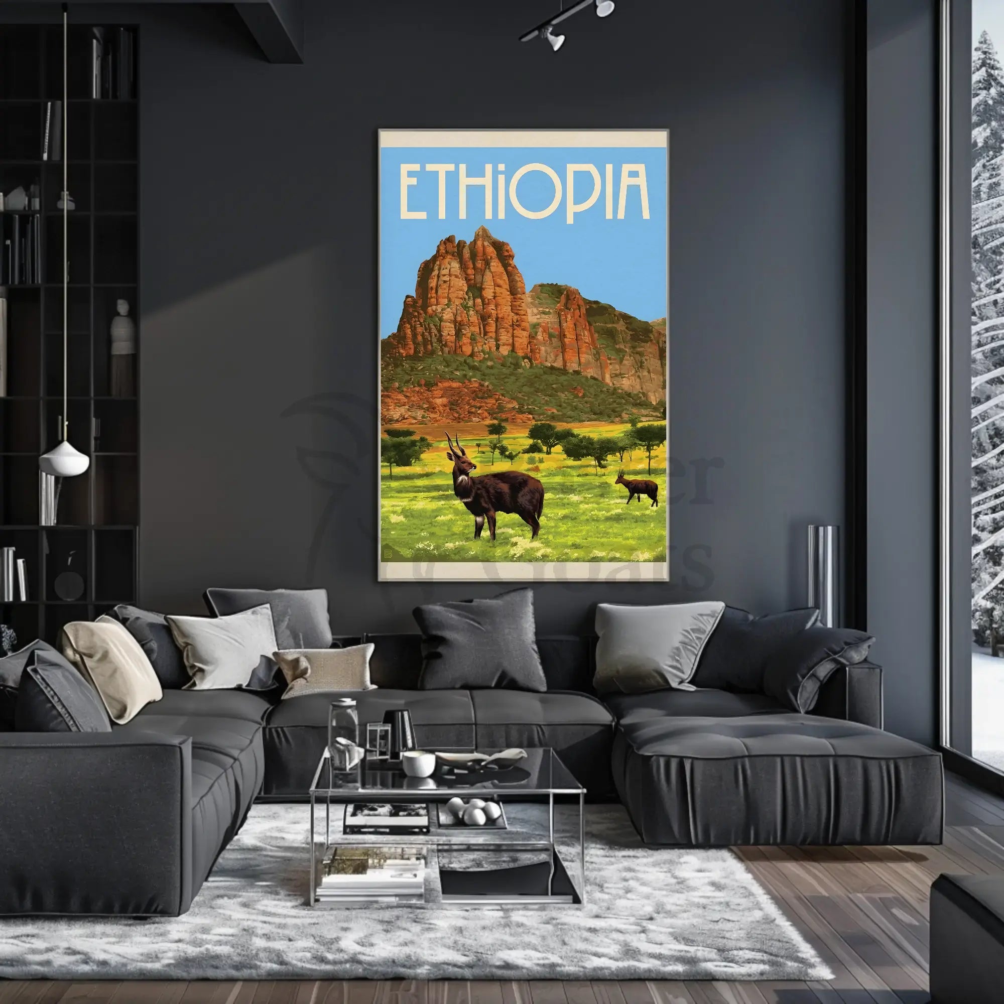 Ethiopian Adventure Vintage Landscape Travel Exploration Poster PosterGoat