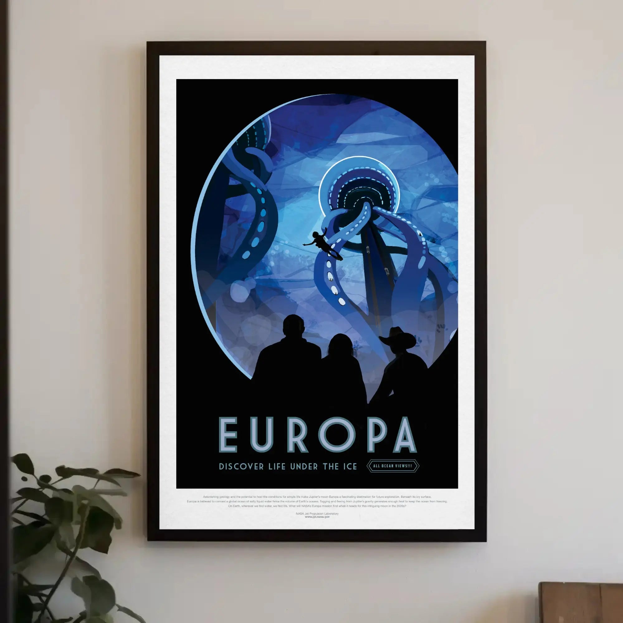 Europa's Icy Adventure Awaits Futuristic Sci-Fi Poster PosterGoat