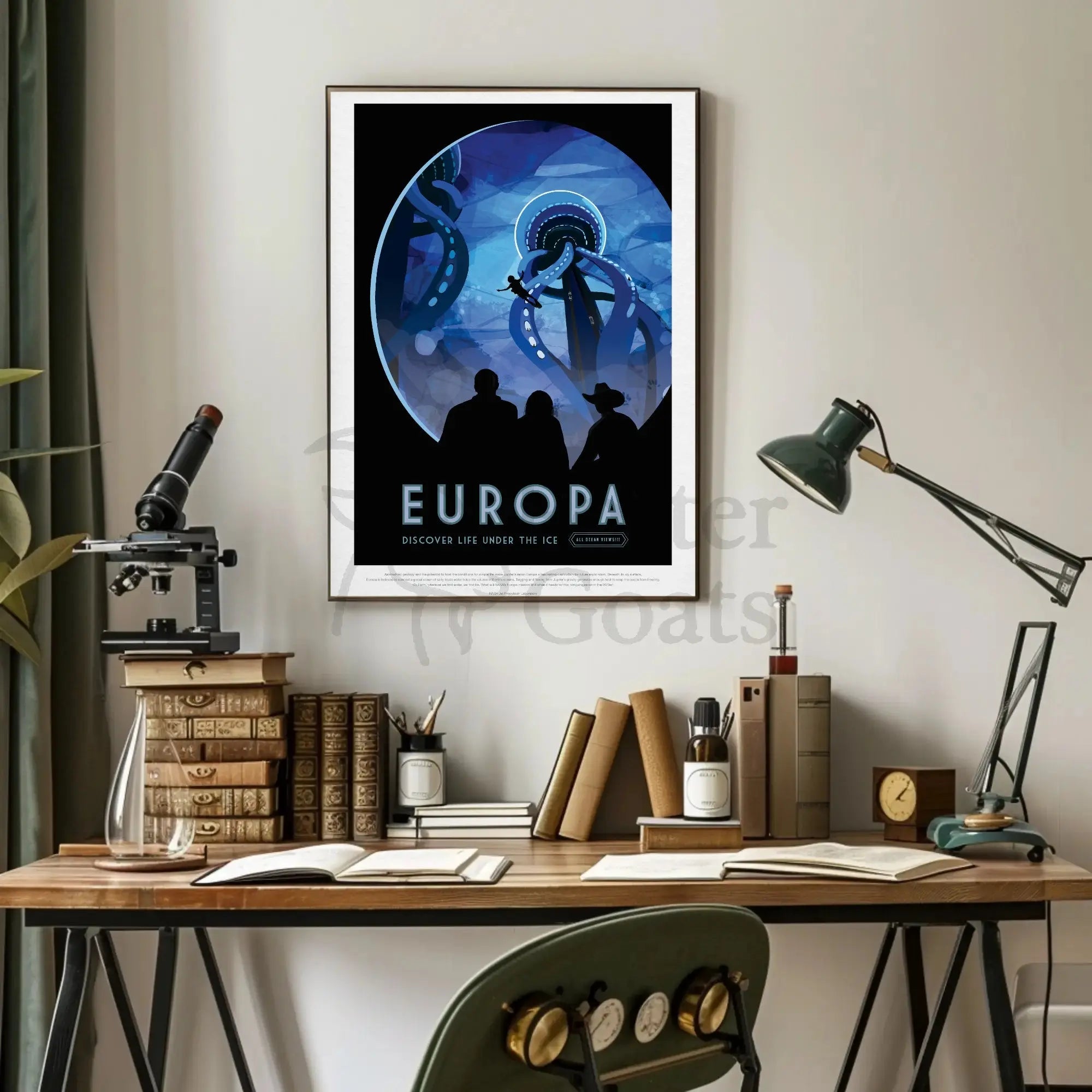 Europa's Icy Adventure Awaits Futuristic Sci-Fi Poster PosterGoat