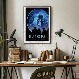 Europa's Icy Adventure Awaits Futuristic Sci-Fi Poster PosterGoat