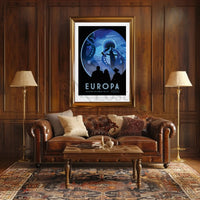 Europa's Icy Adventure Awaits Futuristic Sci-Fi Poster PosterGoat