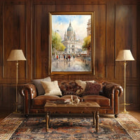 European Architectural Scene Captured in Artistic Watercolor Poster PosterGoat