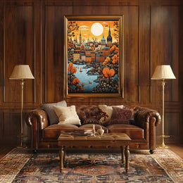 European Autumn Townscape Art Print - Travel Poster PosterGoat
