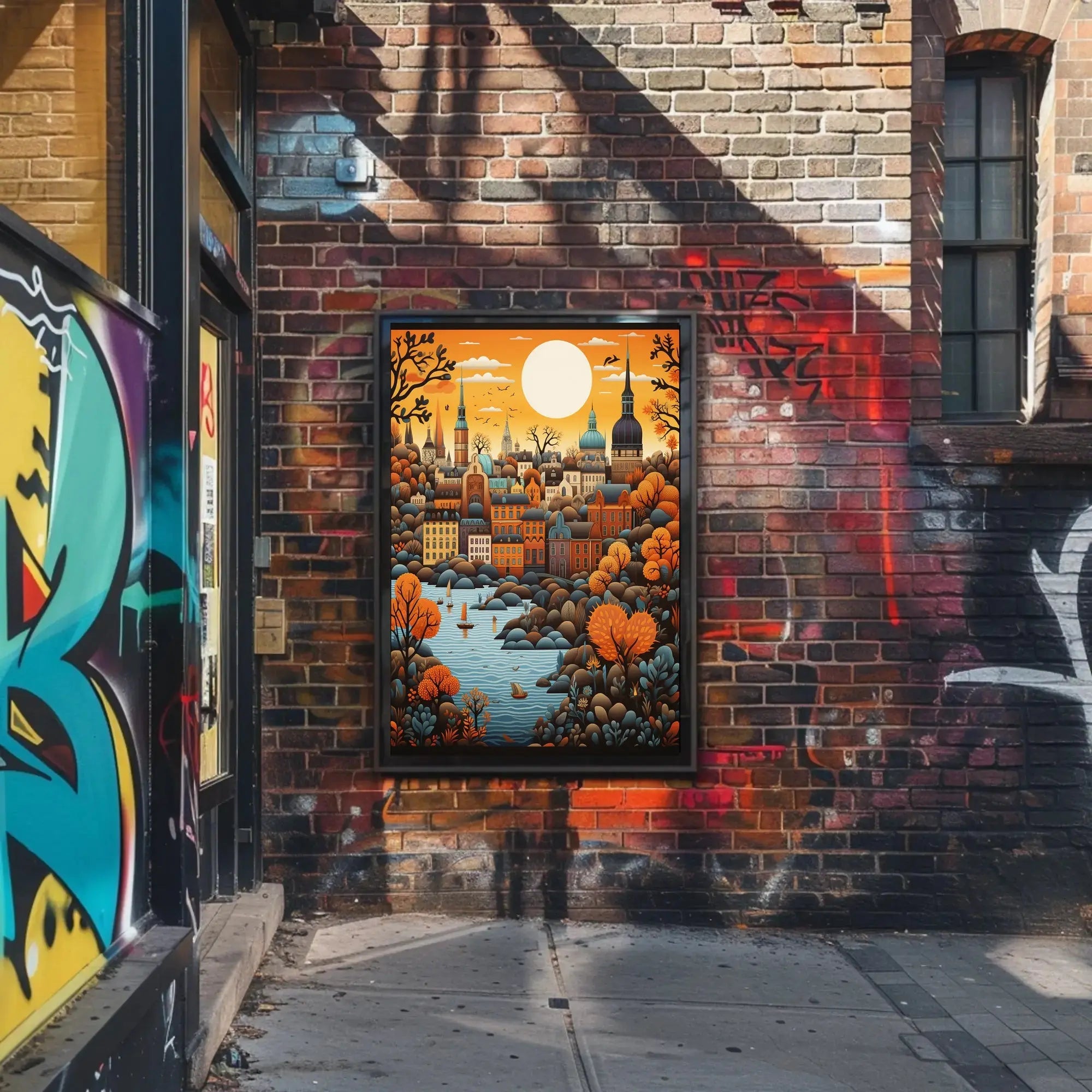 European Autumn Townscape Art Print - Travel Poster PosterGoat