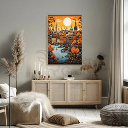 European Autumn Townscape Art Print - Travel Poster PosterGoat