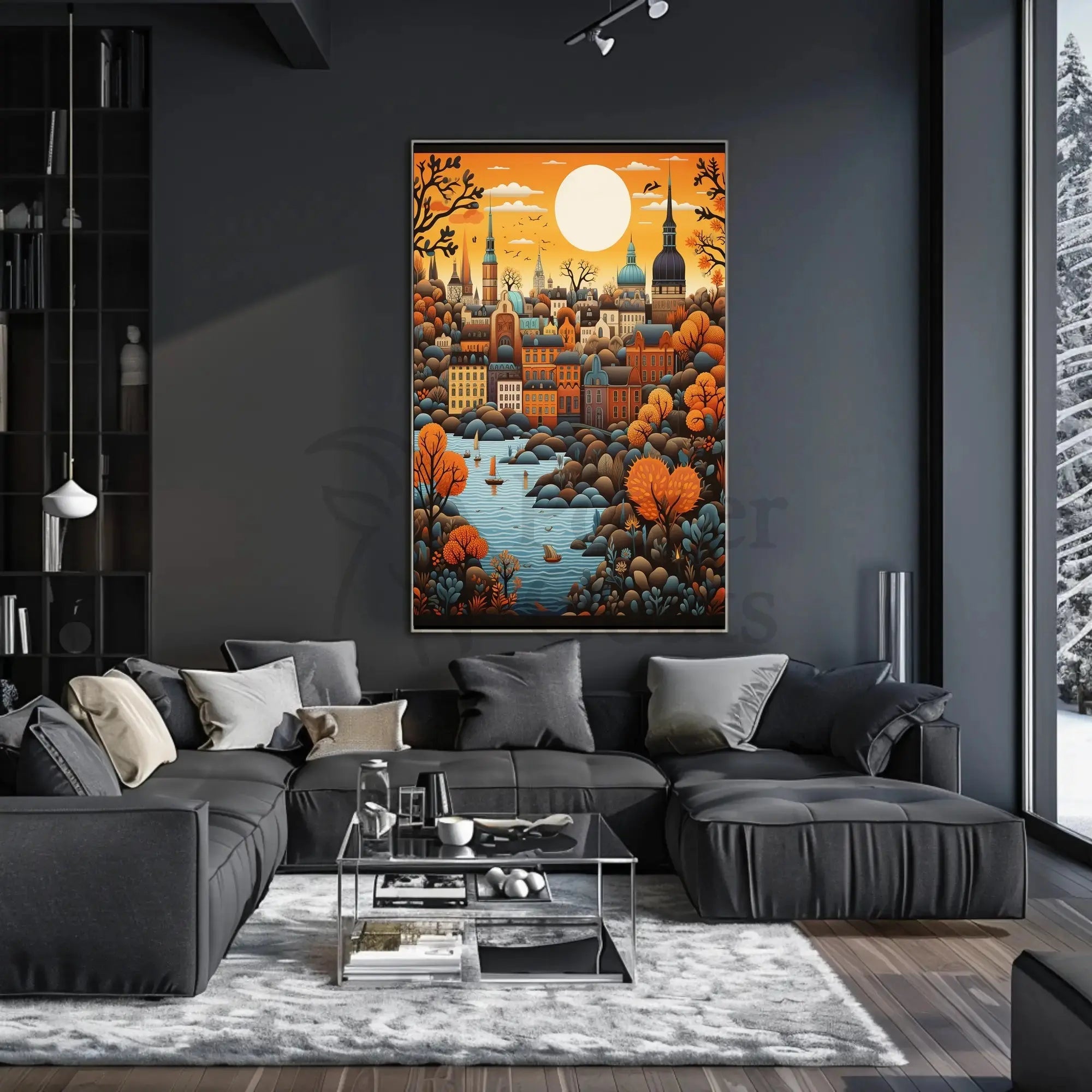 European Autumn Townscape Art Print - Travel Poster PosterGoat