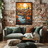 European Autumn Townscape Art Print - Travel Poster PosterGoat