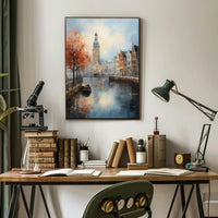 European Canal Autumn Scene: Abstract, Artistic, or Pop Culture Poster PosterGoat