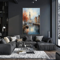 European Canal Autumn Scene: Abstract, Artistic, or Pop Culture Poster PosterGoat