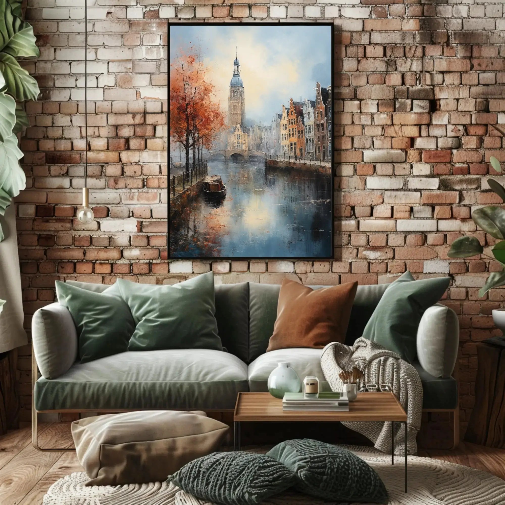 European Canal Autumn Scene: Abstract, Artistic, or Pop Culture Poster PosterGoat
