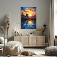 European Cityscape at Twilight Abstract, Artistic, or Pop Culture Poster PosterGoat