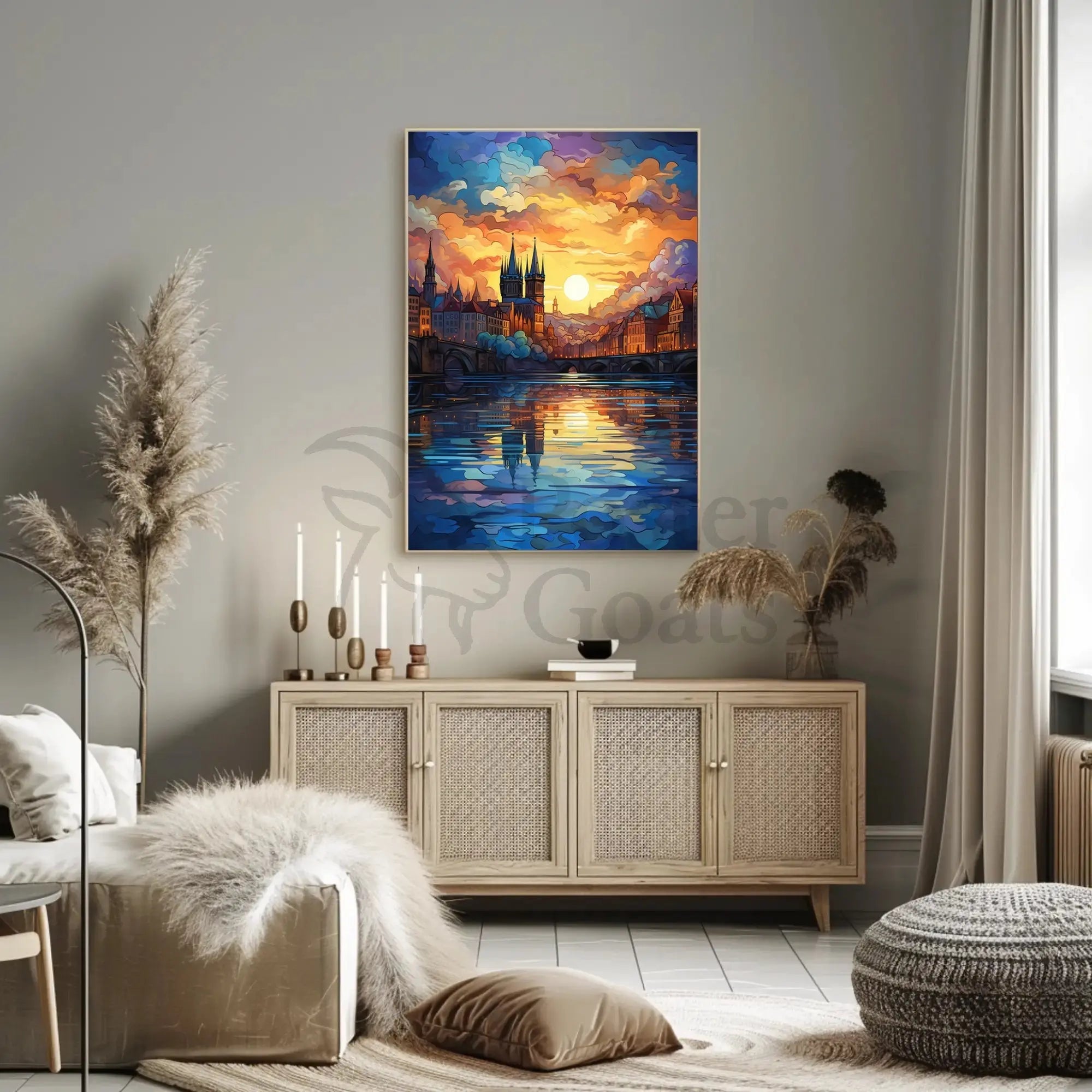 European Cityscape at Twilight Abstract, Artistic, or Pop Culture Poster PosterGoat