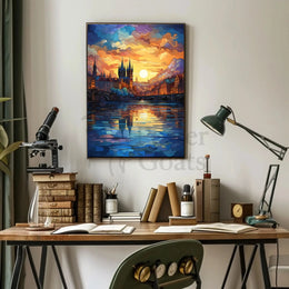 European Cityscape at Twilight Abstract, Artistic, or Pop Culture Poster PosterGoat