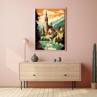 European Village Scenic Artwork Travel Poster PosterGoat