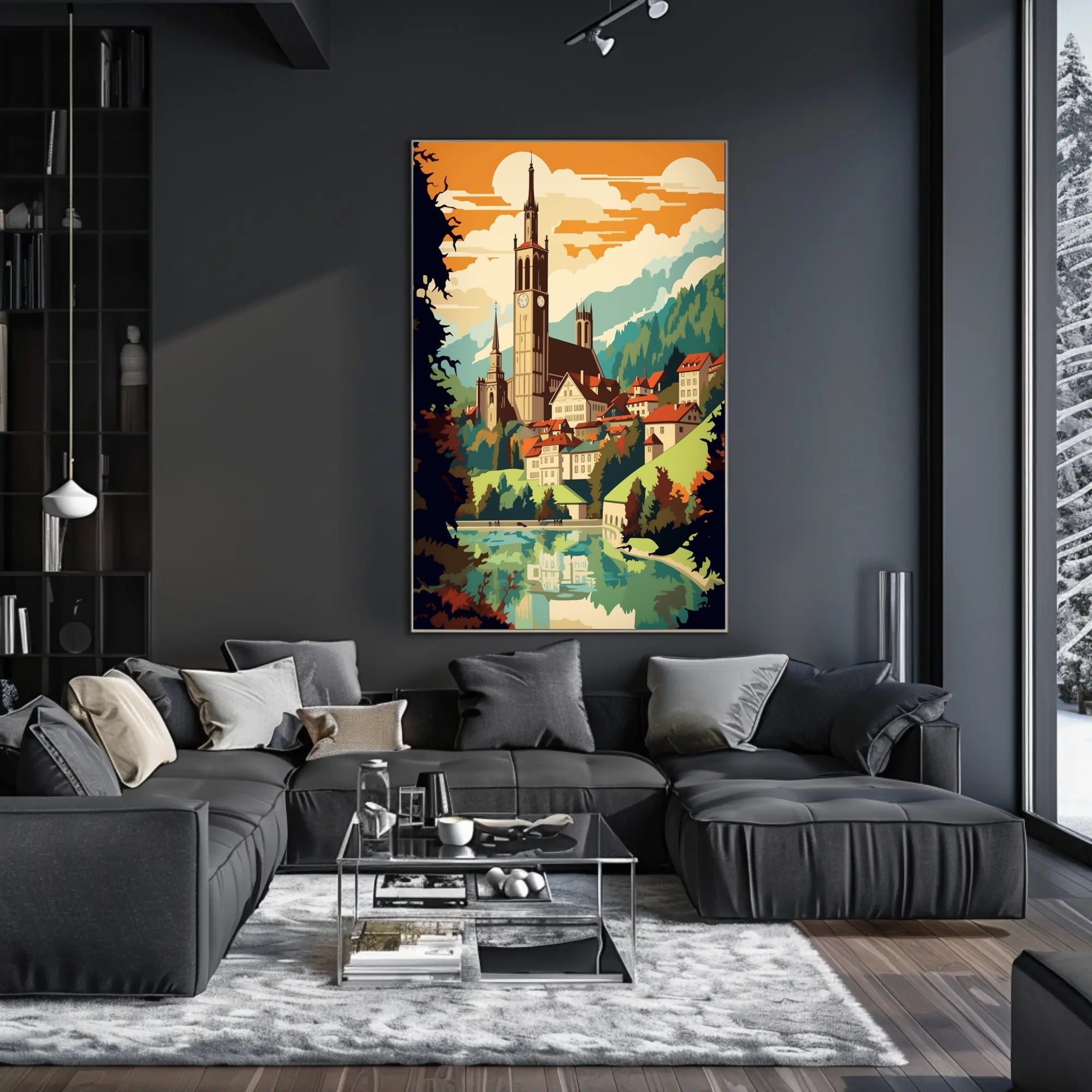 European Village Scenic Artwork Travel Poster PosterGoat
