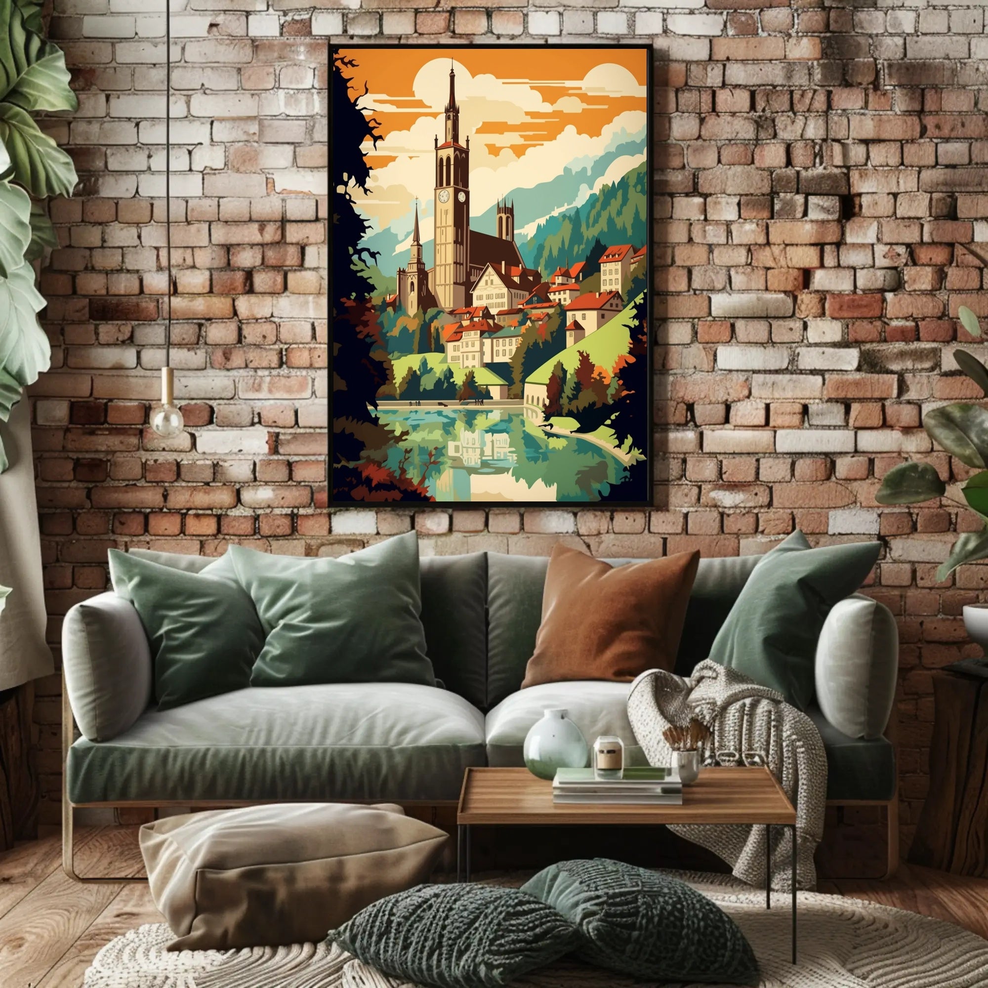 European Village Scenic Artwork Travel Poster PosterGoat