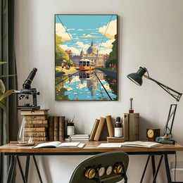 European Vintage Tram Travel Scene Urban or Cityscape Poster PosterGoat