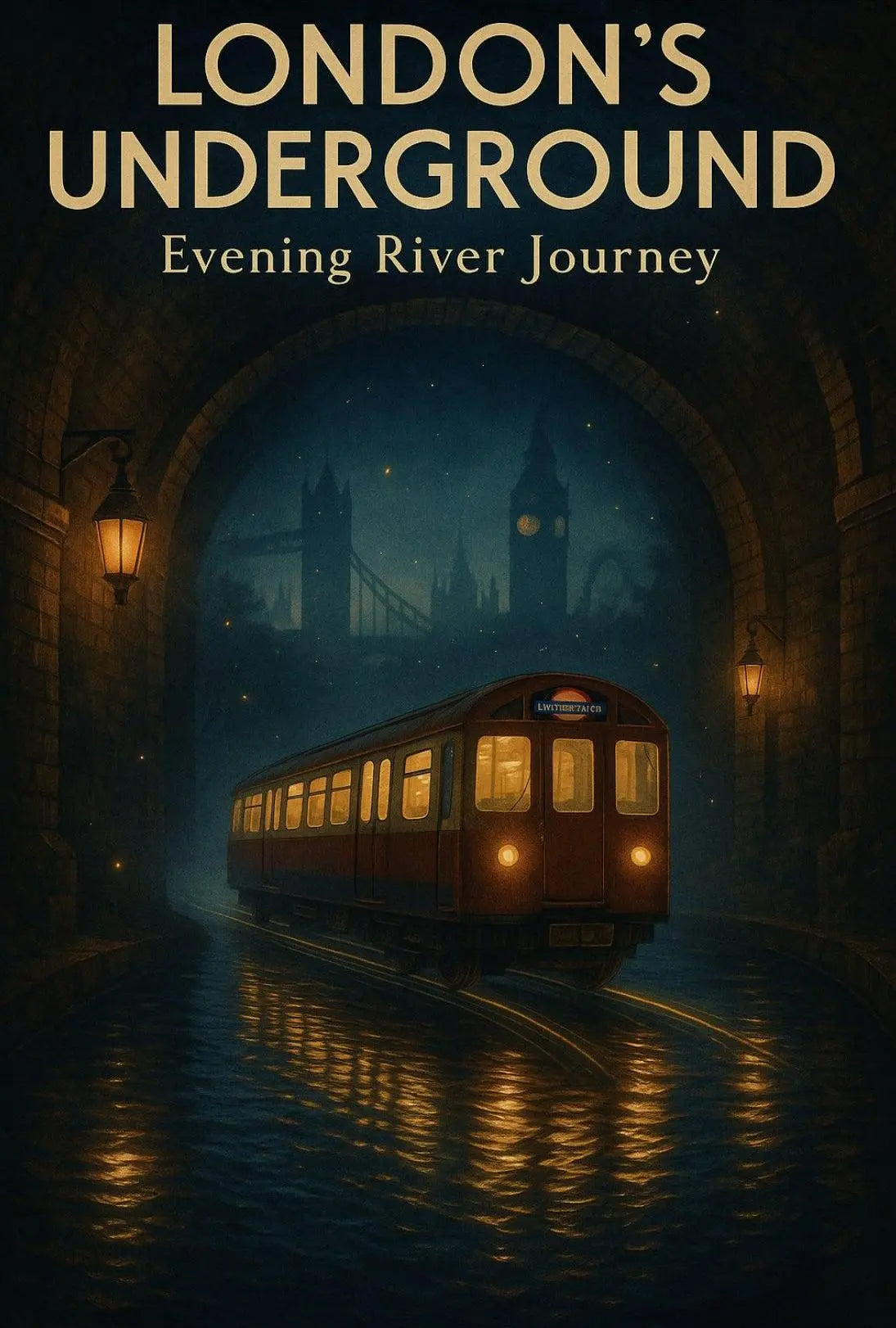 Evening River Journey London Underground Travel Poster PosterGoat
