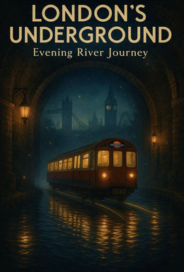 Evening River Journey London Underground Travel Poster PosterGoat