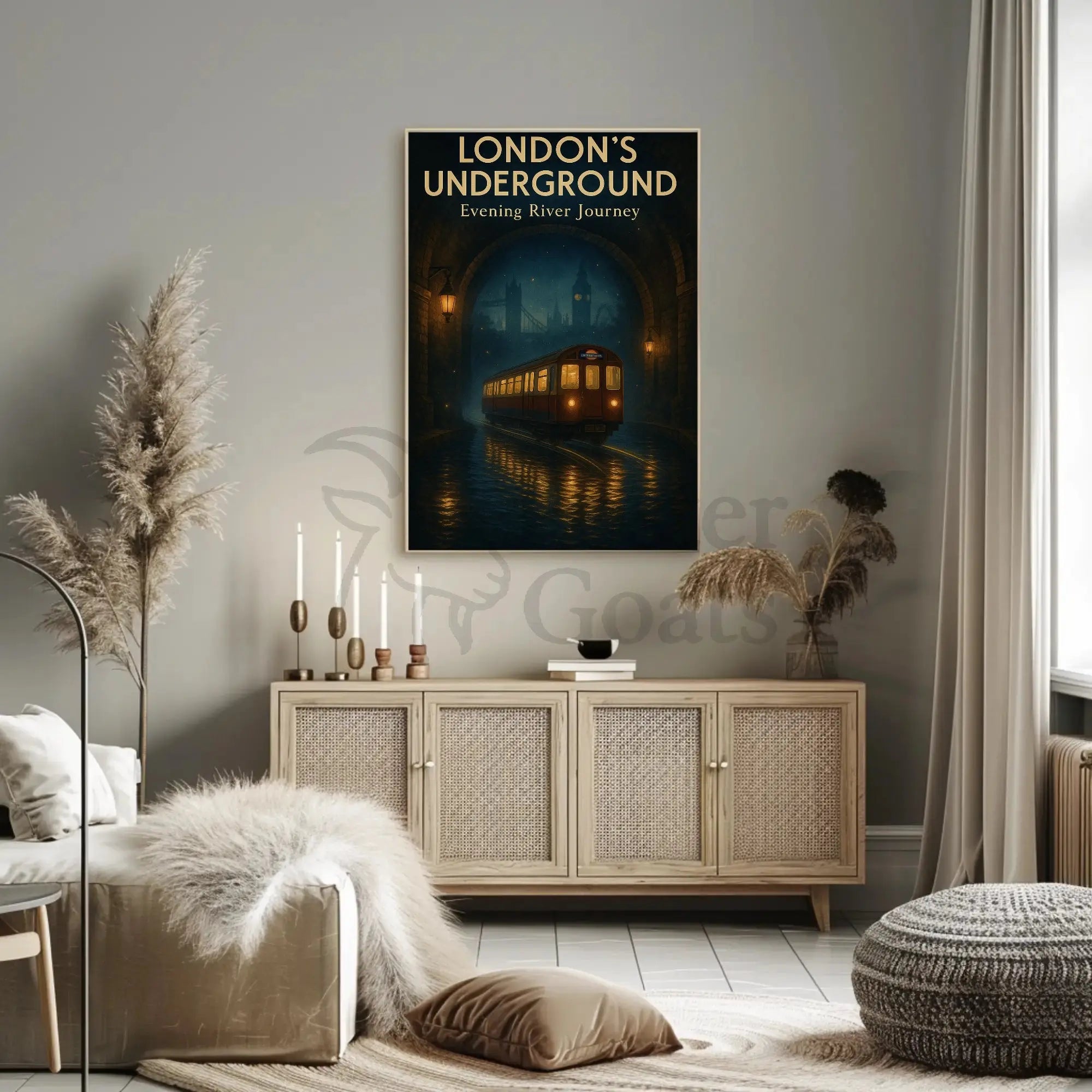 Evening River Journey London Underground Travel Poster PosterGoat