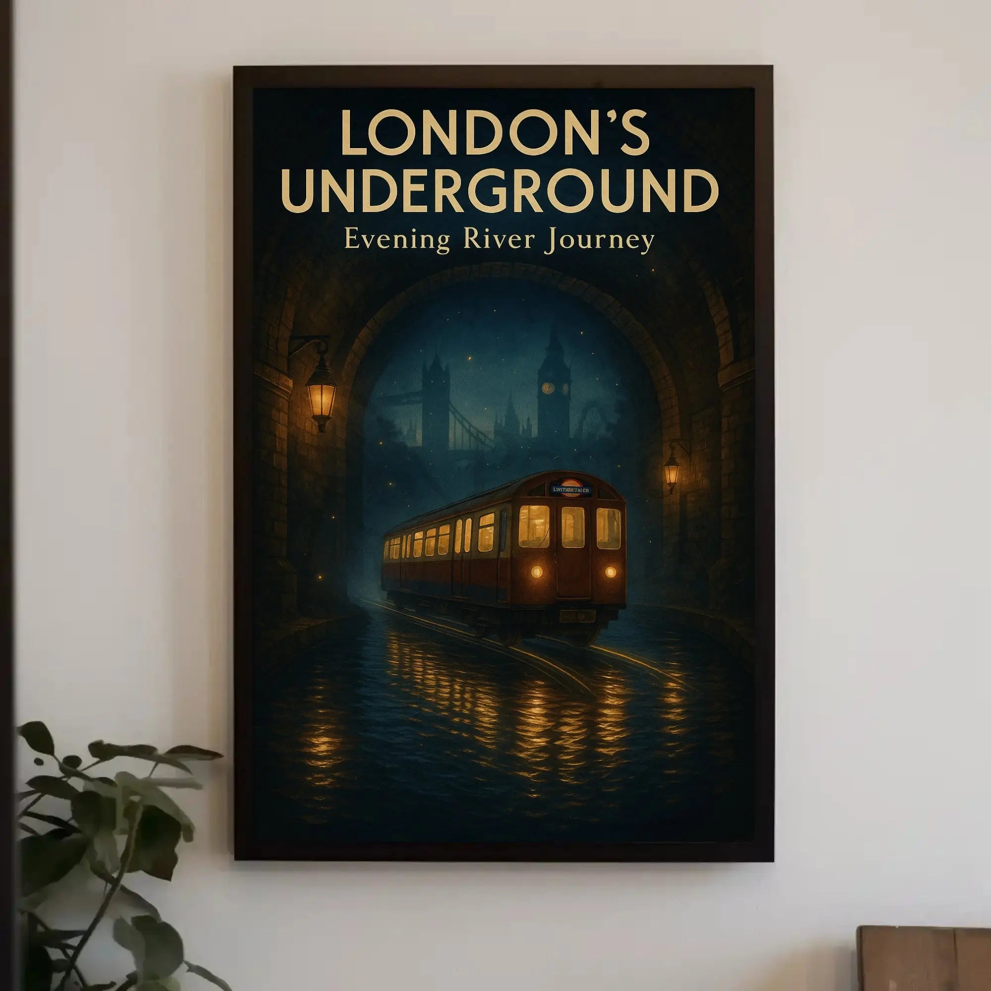 Evening River Journey London Underground Travel Poster PosterGoat