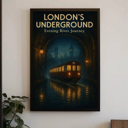 Evening River Journey London Underground Travel Poster PosterGoat