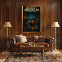 Evening River Journey London Underground Travel Poster PosterGoat