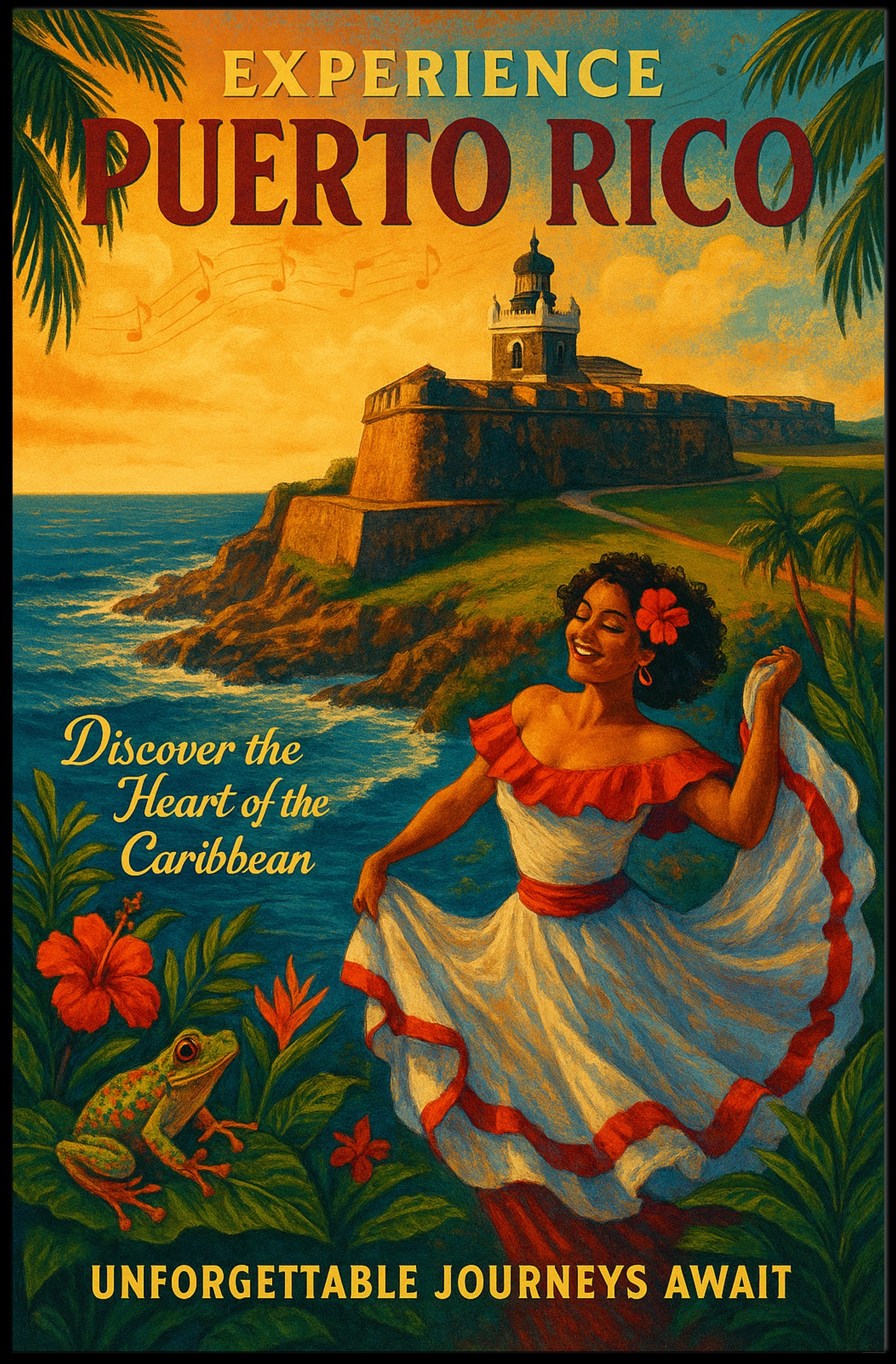 Experience Puerto Rico Vintage Travel Poster PosterGoat